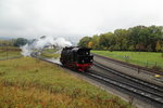 99 6001 am 16.10.2015 auf Rangierfahrt zwischen Wernigerode Westerntor und Wernigerode Bhf. Sie war an jenem Tag für eine Sonderzugveranstaltung der IG HSB im Einsatz. (Bild 3)