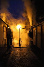 Abendliches Kleinbahn-Dampfstilleben, aufgenommen am 16.10.2015 im Bahnhof Drei Annen Hohne.