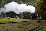 Einfahrt von 99 5901 mit IG HSB-Sonderzug am 17.10.2015 in den Bahnhof Elend. (Bild 1)