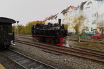 99 5901 am 17.10.2015 auf Rangierfahrt im Bahnhof Nordhausen Nord.