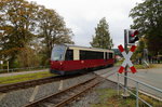 Triebwagen 187 015 als P 8902 (Eisfelder Talmühle-Wernigerode) am Vormittag des 18.10.2015 bei der Einfahrt in den Bahnhof Elend.