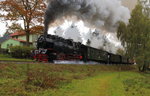 Ausfahrt von 99 6001 mit IG HSB-Sonderzug am 18.10.2015 aus dem Haltepunkt Sorge. (Bild 2)