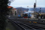 Blick am Morgen des 06.02.2016 vom Bahnhof Wernigerode zur Bekohlungsanlage der Lokeinsatzstelle.