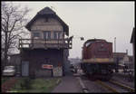 199863 rangiert am Stellwerk Nordhausen Nord der Harzer Schmalspurbahn am 6.3.1990.