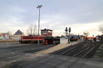 Blick am Vormittag des 07.02.2016 in die Lokeinsatzstelle und den Bahnhof der HSB im Harzstädtchen Wernigerode.