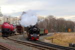 Scheinanfahrt von 99 6001 mit IG HSB-Sonderzug am 07.02.2016 zwischen Wernigerode und Wernigerode-Westerntor.