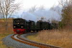 99 5901 mit IG HSB-Sonderzug am 07.02.2016 bei der Fahrt durch die Stieger Wendeschleife.