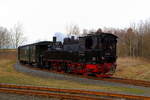 99 5901 mit IG HSB-Sonderzug am 07.02.2016 bei der Fahrt durch die Stieger Wendeschleife.