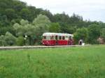 Triebwagen T33 der Hrtsfled-Museums-Bahn HMB fuhr am 1.Juli 2007 zum Regelfahrtag von Neresheim nach Sgmhle.