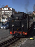 99 1761-8 kurz vor der Ankunft in Radebeul Ost.17.03.2019 10:21 Uhr.