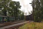 Nachdem 99 1777 ihren Zug P3008 aus Radebeul am 31.08.2012 nach Radeburg geschleppt hat, gnnt sie sich jetzt am Radeburger Lokschuppen ein Puschen zum Wasserfassen, bevor es dann mit P3009 zurck