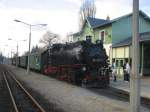 99 1747-7 bei der Einfahrt in den Bahnhof Moritzburg.22.02.08