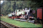 Schmalspur Dampflok für die Aufarbeitung auf Rollwagen am 19.9.1993 in Hüinghausen.