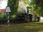 Rügenschen Kleinbahn 99 4652 mit dem P 184 nach Hettstedt Kupferkammerhütte, am 02.10.2016 in Benndorf.