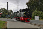 Historisches Eisenbahnwochenende im Mansfelder Land    Der Mansfeld-Zug mit Lok 11 (Orenstein & Koppel D h2t) verlässt mit der dritten Fahrt des Tages nach Hettstedt Kupferkammerhütte