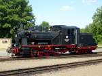 Im Bahnhof Klostermannsfeld stand am 19.7.2014 Lok Nr.20 der Mansfelder Bergwerksbahn. Sie fährt ihren Personenzug immer Samstags durch das ehemalige Bergbaugebiet Mansfelder Land.