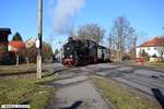 Nur noch über den Bahnübergang und dann ist am 04.02.2017 die Endstation Benndorf erreicht.