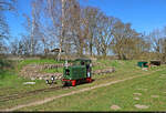 Mecklenburg-Pommersche Schmalspurbahn (MPSB)  Angekommen in Uhlenhorst, macht K� 0413 Kopf f�r die R�ckfahrt nach Schwichtenberg.
