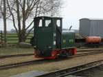 Die kleine Ns2f Lok Nr.34 bei der Ausfahrt aus dem Museumsgelnde in Schwichtenberg am 13.April 2013.