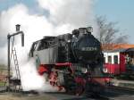 BR 99 2323 der Mecklenburgischen Bderbahn Molli in Bad Khlungsborn-West auf dem Weg vom Wasserkran zum Zug nach Bad Doberan.