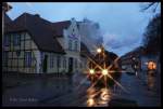 Soeben hielt der heute am 19.11.2015 letzte Dampfzug des Molli an der Haltestelle Stadtmitte direkt vor unserem Hotel Doberaner Hof.