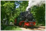 99 4511 der Prenitztalbahn vor einem Pollo-Museumszug in Brnkendorf, aufgenommen am 18.05.2007.