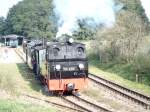 BR 99 4511 mit Nostalgie-Personenzug bei der Ausfahrt aus Mesendorf in Richtung Lindenberg (05.10.2007)