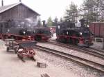 99 582,99 585 und 99 516 am 06.05.07 im Museumsbahnhof Schnheide.