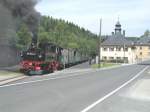 Pressnitztalbahn,Extrazug nach Jhstadt in der Station  Schlssel   am 12.08.04