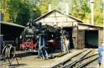 Fotoveranstaltung Steinbach 2000 - Gastlok 99 1713-9 vor dem Lokschuppen in Jhstadt