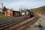 Zum Auftakt der Fahrten im Advent konnte am 28.11.2009 der 500.000ste Fahrgast seit 1993 bei der Prenitztalbahn begrt werden. Ob er wohl in diesem Zug sitzt, mit dem 99 715 im Bahnhof Schmalzgrube auf den Gegenzug wartet?