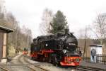 99 781 der RBB ist am 09.04.2012 im Bahnhof Jhstadt.