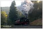 99 568 mit einem Fotogterzug am frhen Morgen des 04. Oktober 2013 vor dem Haltepunkt Wildbach.