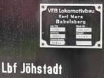 Fabrikschild der 199 009-2 (V 10 C); Jöhstadt, 04.08.2021  