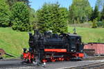 Preßnitztalbahn - Museumsbahn Steinbach – Jöhstadt: K 44.6 99 4632 / 99 4632-8 der Rügensche Kleinbahn  in Jöhstadt (Fest: LGB/Märklin und der Verlagsgruppe Bahn das Jubiläum  50 Jahre LGB ) 21.05.2018