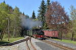Preßnitztalbahn - Museumsbahn Steinbach – Jöhstadt: sächs IV K 99 1590-1 in Schlössel  16.05.2020