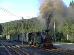 Die Brandneue IK No:54 war am 17.07.09 im Prenitztal auf Probefahrt. Hier im Bahnhof Schmalzgrube. Bildautor: (Christian Paul)