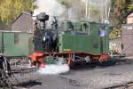 Vom 01.bis 03.10.2011 fand auf der Prenitztalbahn das Herbstdampffest statt.Die schsische 1K No.54 hat Wasser genommen und wartet in Jhstadt auf ihre nchsten Aufgabe.03.10.2011.
