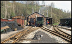 Blick am 4.5.1995 auf das BW der Preßnitztalbahn in Jöhstadt.