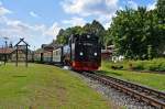 99 1784 bei der Ausfahrt am 16.07.09 aus dem Bf Putbus nach Ghren