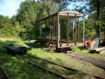 Ein vom F�rderverein neu aufgearbeiteter Wagen steht in Putbus.