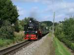 Vorbei an den letzten Huser verlie 99 1781,am 04.September 2012,Binz.