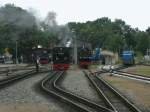 Ein Blick vom Bahnsteig aus auf die gut bestckte Einsatzstelle Putbus am 04.September 2012.