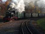 99 4802 fuhr am 07.November 2009 bei schnsten Herbstwetter von Ghren kommend in Sellin Ost ein.