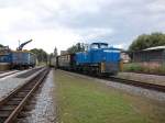 251 901 verlie am 17.August 2010 zusammen mit 99 1784 den Bahnhof Putbus in Richtung Lauterbach Mole.In 12min kammen beide Loks wieder von Lauterbach Mole zurck.