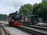 Nach der Ankunft aus Lauterbach Mole ging es fr 99 1782,am 13.August 2011,in die Einsatzstelle Putbus um Wasser und Kohle aufzunehmen.