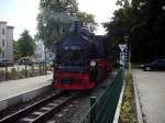 Einfahrt der 99 1782-4 im Bf. Baabe am 10.08.2011