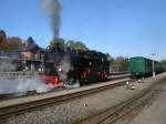 Fr 99 1784 war es,am 16.Oktober 2011,Zeit den Zug in Putbus nach Ghren zubespannen.