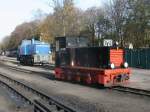 Beide RBB Dieselloks bei der Pause,am 31.Oktober 2013,in Putbus.