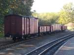 Die Wagen für den Fotogüterzug standen,am 11.Oktober 2015,in Binz.